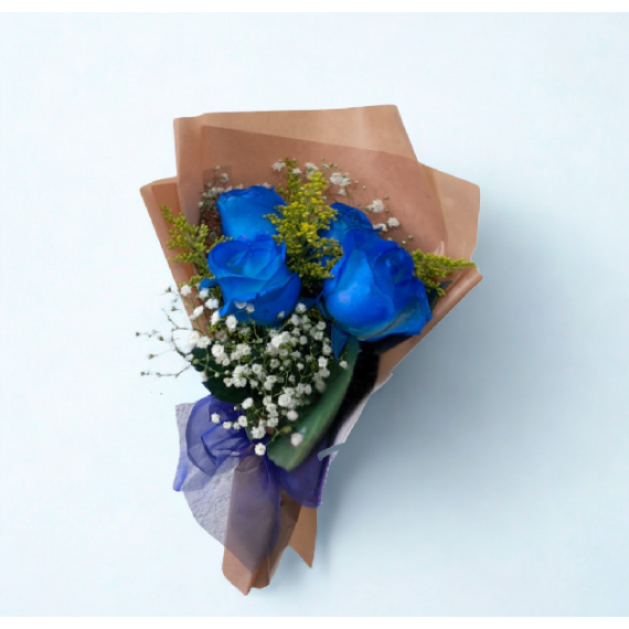 Bouquet de 4 rosas azuis
