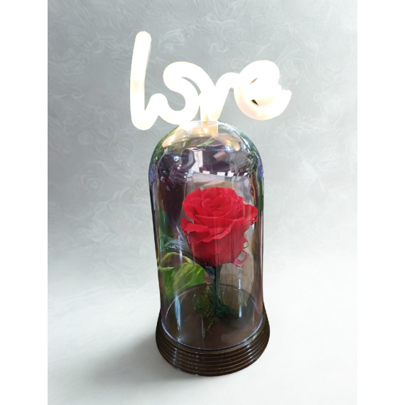 ROSA ENCANTADA- VERMELHA COM LED LOVE 