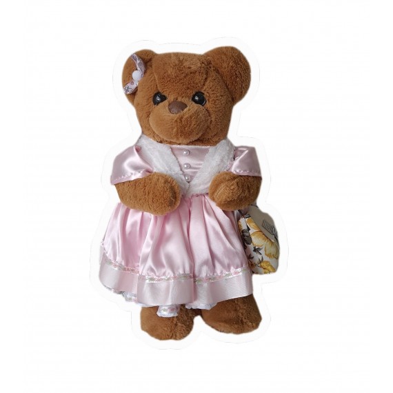 Urso Decore em pé Marrom com Vestido