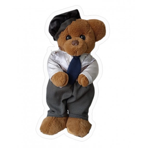 Urso Decore em pé Marrom com Boina