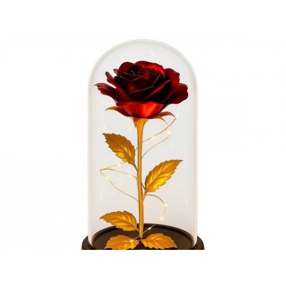 Cúpula de Vidro e Base em madeira Rosa Permanente metal - Com Led